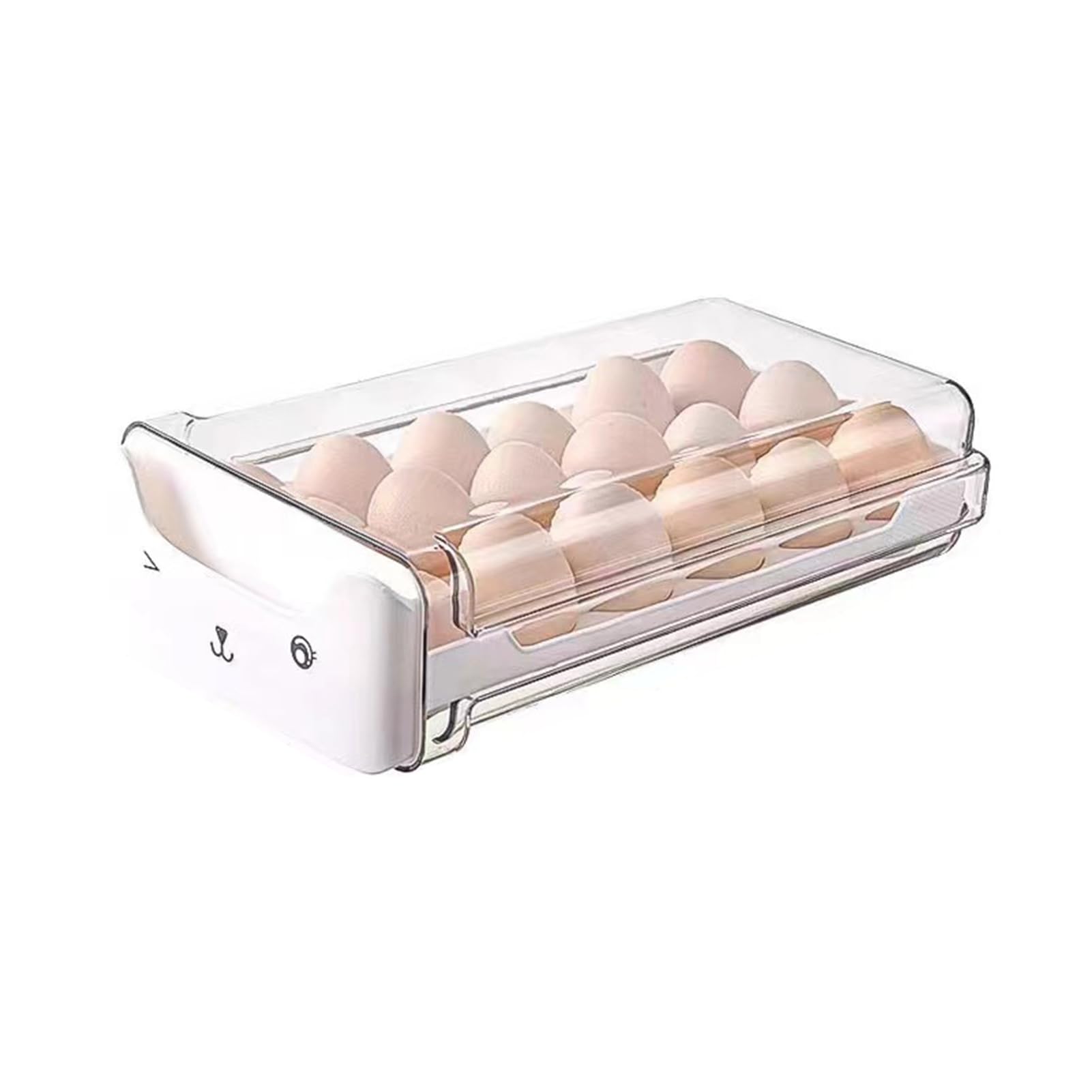 Glifora Egg Storage Box for Refrigerator - Stackable Egg Container Holds 36 Eggs, Kitchen Egg Organiser with Two Drawers for Fridge and Counter