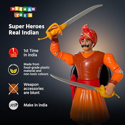 Image of Swarajyache Shiledar - The True Super Hero - 6 Inch Tall Action Figure with Accessories (Subhedar, Orange)