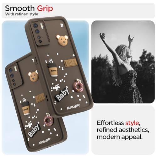 Image of Amazon Basics Back Cover for Oppo F15 | Cute Fun Cartoon 3D Bear Silicone Full Body Protection Bumper case (Brown)
