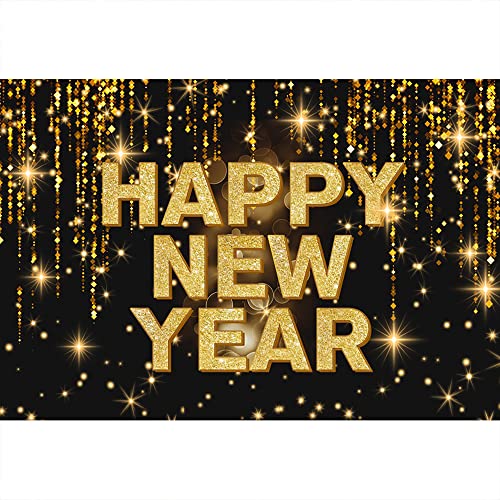 Aoihrraan 2,2x1,5m Feliz Nuevo año fotografía Fondo Centelleo Estrellas Dorado Lentejuelas Bokeh Halos Fondo 2023 Nuevo Año Navidad Familia Vacaciones Celebrar Fiesta Decoración Retrato Foto Apoyo Cover
