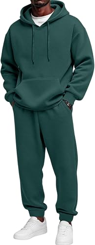 Men Sweat Suits 2 Piece Set Drawstring Waist with Pockets Mens Sweatsuit