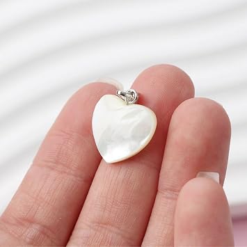 4Pcs White Shell Heart Charms Love Pearl Beads for DIY Jewelry Making Pendants Necklaces Earrings Shell Bead Assortments with Golden Clasps 12 mm