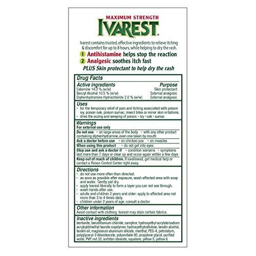 Image of Ivarest Poison Ivy Itch Cream, 2 Ounces, Poison Ivy Cream, Max Strength-Poison-Ivy Relief, Poison-Ivy Treatment, Poison-Oak, Insect Bite Relief,Fast-Acting Itch-Relief,Anti-Itch,Medicated (Pack of 2)