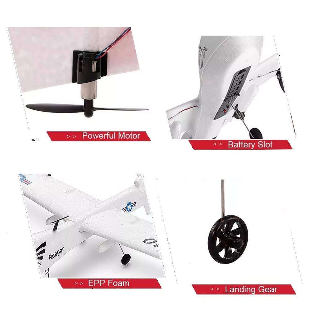 Aereo da aliante RC Aereo telecomandato ad Ala Fissa a 3 canali, Aereo radiocomandato a 2,4 GHz con stabilizzatore giroscopico a 6 Assi, eccellenti Prestazioni dell'aliante per pri