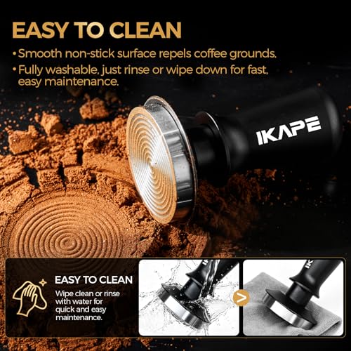 Image of IKAPE 58mm Espresso Tamper, Premium Barista Coffee Tamper with Calibrated Spring Loaded, Threaded Stainless Steel Base Compatible with Espresso Machine Rancilio, Gaggia Bottomless Portafilter