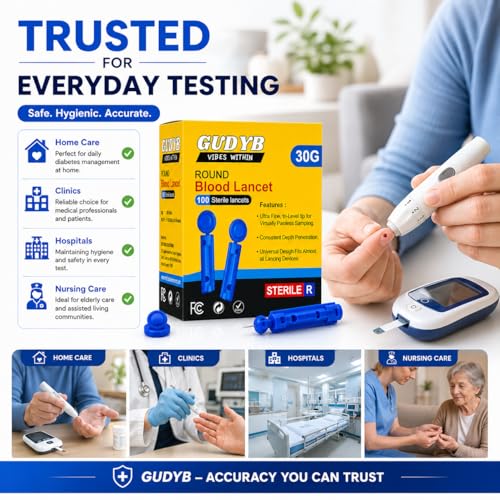 Image of Lancets for Blood Testing - 100-Count, Sterile, Disposable for Glucose Diabetes Testing, 30 Gauge Twist Top Blue
