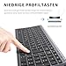 iClever Bluetooth Tastatur, kabellose Multi-Device Bluetooth-Tastatur mit 3 Bluetooth Kanälen, Funk Tastatur wiederaufladbar, für Windows PC/Chrome/Mac - Deutsches QWERTZ-Layout
