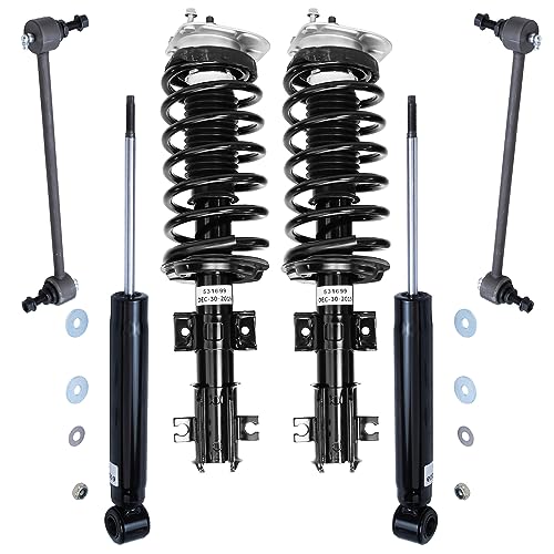 Detroit Axle - Struts Shock Absorbers for Volvo V70 S70 C70 850, Front 2 Complete Struts w/Coil Spring 2 Sway Bar Links 2 Rear Shock Absorbers Replacement Ready Struts : without Electronic Suspension