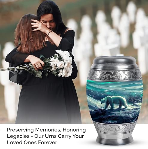 Image of Polar Bear Tiny Urns For Human Ashes - Burial Urn For Adult Human Ashes - Large Urns For Human Ashes Adult - Burial Urn Adult Human Ash - Decorative Urn - 1 Large & 4 Small - Decorative Urns