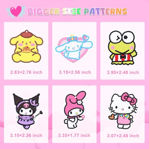 Crafts for Girls 8-12 - 6Pcs Make Your Own GEM Art Keychains - Arts and Crafts for Kids Ages 8-12 - Diamond Art Kits for Kids - 5D Dimond Art Paintings by Numbers - Art & Craft Gifts for 6 10 Year Old