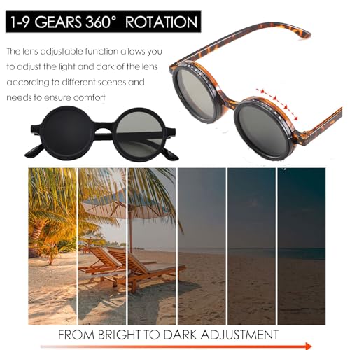 YAMEIZE Polarized Round Adjustable Tint Sunglasses - for Men Women Classic UV400 Protection Eyewear Driving Outdoor3