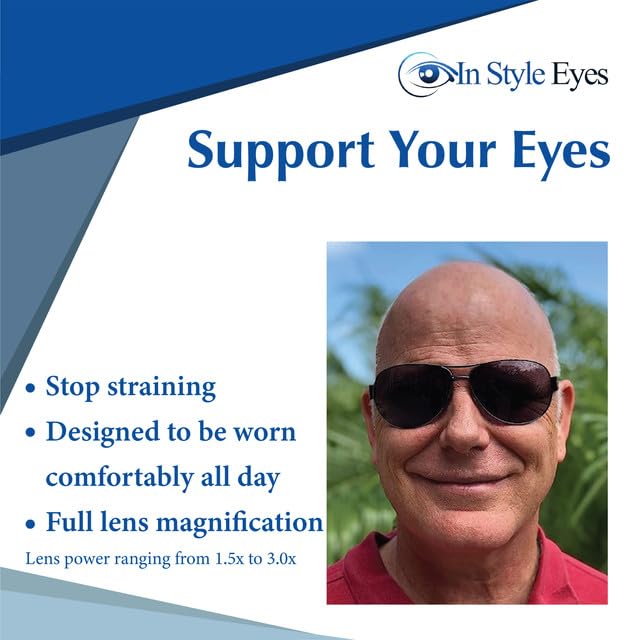 In Style C Moore Stylin Bifocal Reading Sunglasses - Classic Aviator Metal Frame - Non-Polarized Tinted Aspheric Lens2