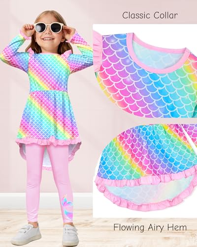 Image of Toddler Kids Girls Clothes Set Stylish Ruffled Tops and Pants Clothing Sets 2 Piece Outfits Size 4-9