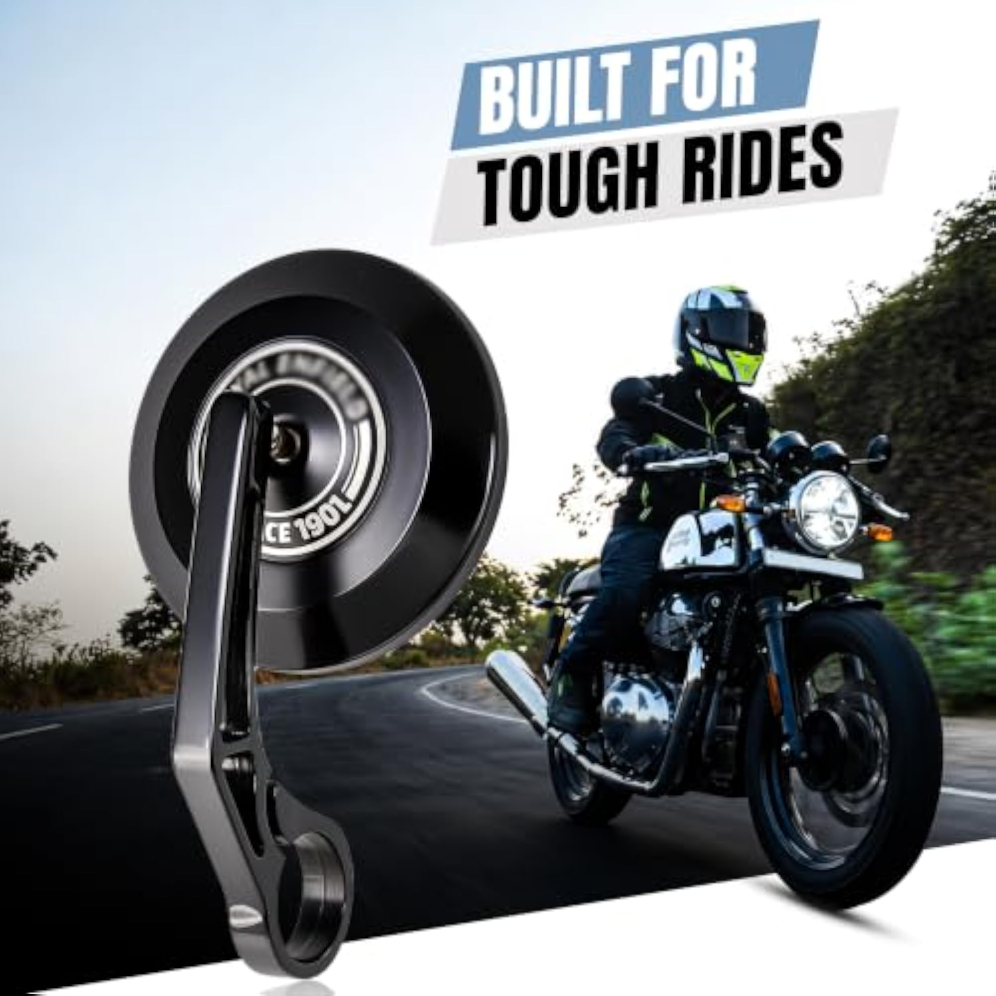 Motorcycle Bar End Mirror, Metal Handle ABS Frame