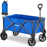 Homgava Collapsible Folding Wagon Cart, Portable Large Capacity Camping Wagon, All Terrain Foldable