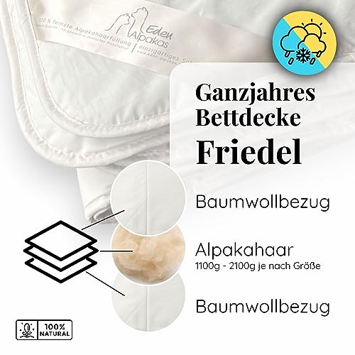 Alpaka Bettdecke von Eden Alpakas, Ganzjahresdecke für optimalen Schlafkomfort