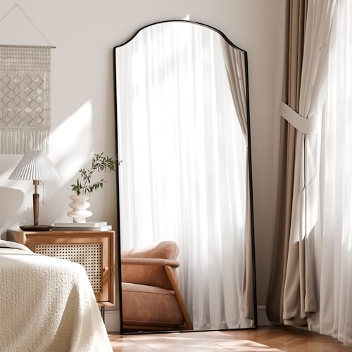 Image of BEAUTYPEAK 71 inchx32 inch Full Length Mirror with Unique Arched Design | Full Body Mirrors, Floor Mirror with Aluminum Alloy Frame, Standing Hanging or Leaning for Bedroom and Living Room, Black