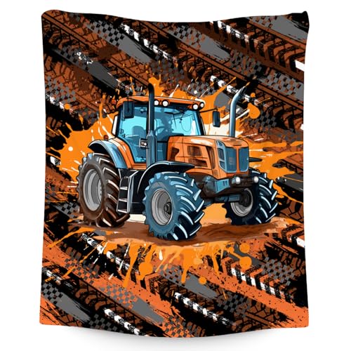 Blanket for Kids Tractor Throw Gifts - 50x60 Inch Cozy Soft Fleece Blankets for Boys Teens