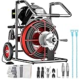 Mophorn 100FT x 3/8Inch Drain Cleaner Machine fit 1 Inch (25mm) to 4 Inch(100mm) Pipes 370W Open Drain Cleaning Machine Portable Electric Drain Auger with Cutters Glove Drain Auger Cleaner Sewer Snake