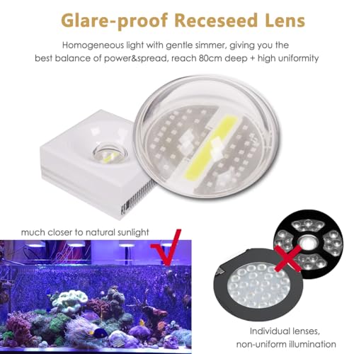 Image of PopBloom RL90 Full Spectrum Reef Light WiFi Marine Reef LED Aquarium Light Saltwater Aquarium Fish Tank Lamp (100W WiFi Black)