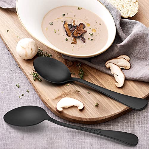 LIANYU 20 Piece Matte Black Silverware Set, Stainless Steel Black Flatware Cutlery Set for 4, Fancy Kitchen Utensil Tableware for Home Restaurant Party, Satin Finish, Dishwasher Safe - Thumbnail 6