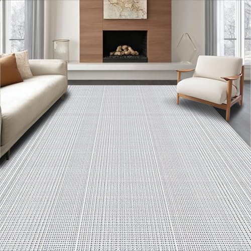 ODIKA Flatwoven High Traffic Area Rug 8x10, Non Slip Soundproof Piano with Acoustic Noise Reduction Layer, Non Slip, Stain Resistant, Washable Area Rugs for Living Room, Bedroom (Gray, 8x10)