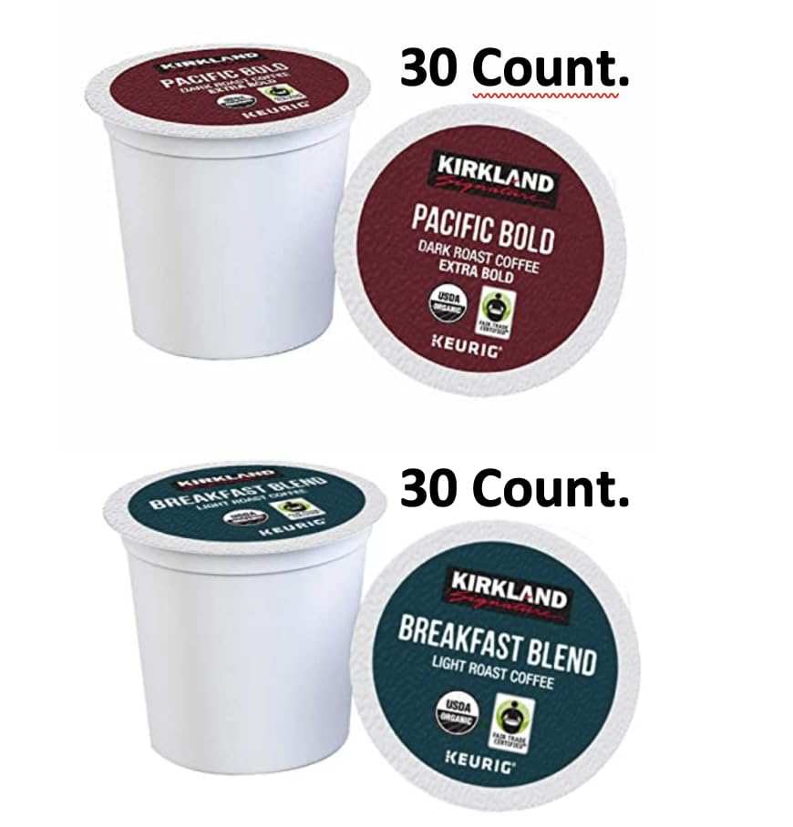 Miniatura 5 de Kirkland Signature Pacific Bold Coffee, oscuro, 30 cápsulas K-Cup + Kirkland Signature Organic Breakfast Blend Light Roast Coffee, 30 cápsulas K-Cup