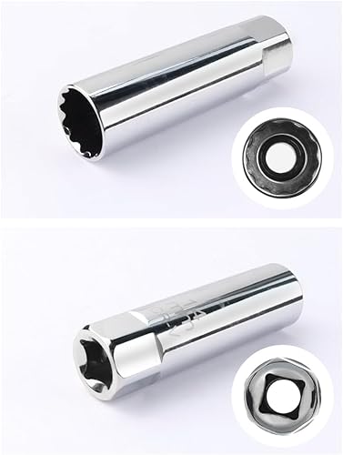 Miniatura 5 de Enchufe de bujía de 0.55 pulgadas, 12 puntos de 3/8 pulgadas, juego de enchufes magnéticos de pared delgada, herramienta profesional de bujías