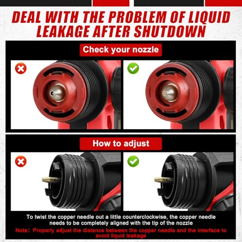 Cordless Paint Sprayer compatible with Milwaukee M18 18V Battery, 300W HVLP Paint Sprayer Gun, Brushless Motor, 4 Nozzles, 3 Spray Patterns for Home, House Fence Walls Painting (NO BATTERY) - Image 4