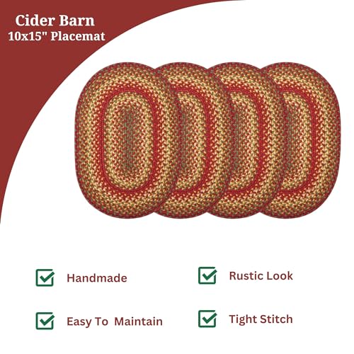 Homespice-Cider-Barn-Premium-Jute-Braided-Placemat-Set-of-4-Oval-10×15-Red-Reversible-Natural-Jute-Yarn-Rustic-Country-Primitive-Farmhouse-Style Homespice Cider Barn Premium Jute Braided Placemat Set of 4 Oval 10×15 Red Reversible Natural Jute Yarn Rustic Country Primitive Farmhouse Style