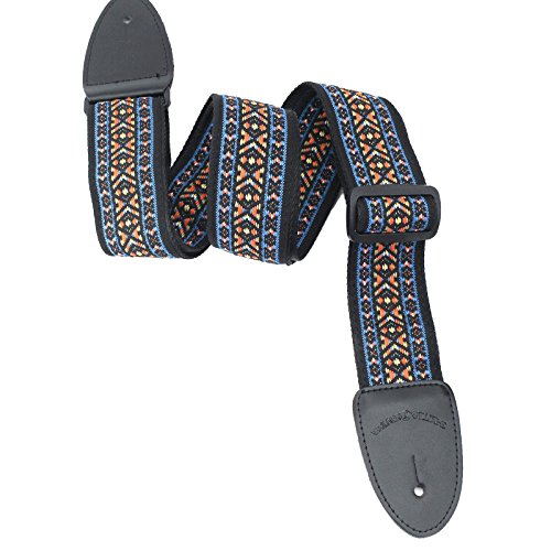 Walker & Williams H-18 Série vintage style 60 ‘s Hootenany Sangle Bleu et orange - Les Beatles, Paul McCartney, John Lennon, RIngo Starr, George Harrison Walker & Williams H-18 Série vintage style 60 's Hootenany Sangle Bleu et orange – Image 4