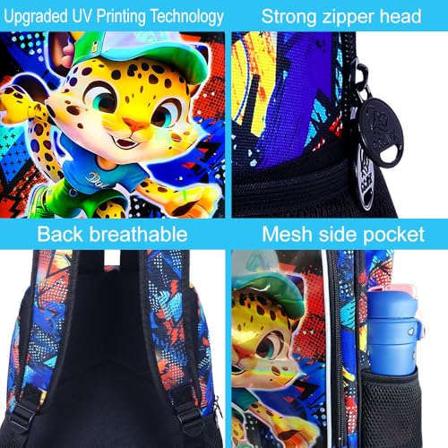 Image of CCJPX 3PCS Kids Backpack for Boys, 16 Inch Panther Water Resistant Preschool Bookbags, Cool Leopard Kindergarten School Backpacks and Lunch Box