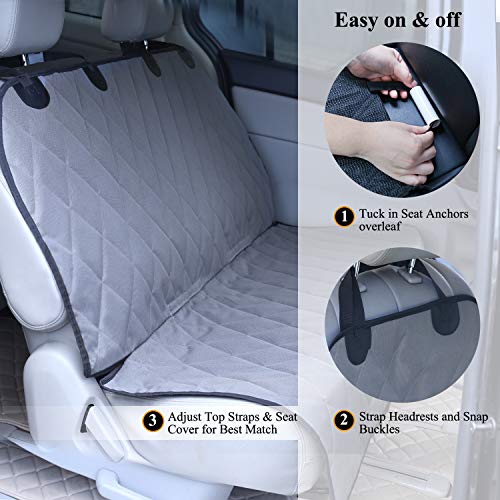 Vivaglory Dog Seat Cover, No-Skirt Design, Quilted & Durable 600 D Oxford Pet Bench Car Seat Cover With Anti-Slip Backing For Most Cars, Suvs & Mpvs, Heather Black, Standard (Width 52'') #TOP6