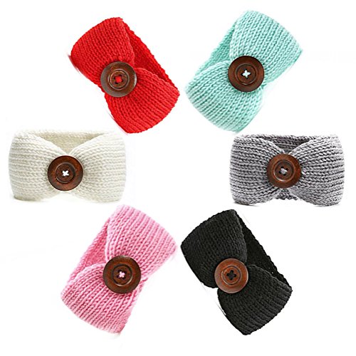6 Pack of Baby Girl Headbands Knit Crochet Turban Warm Elastic Bow Headwrap Cute Bowknot Band (6 pcs set)