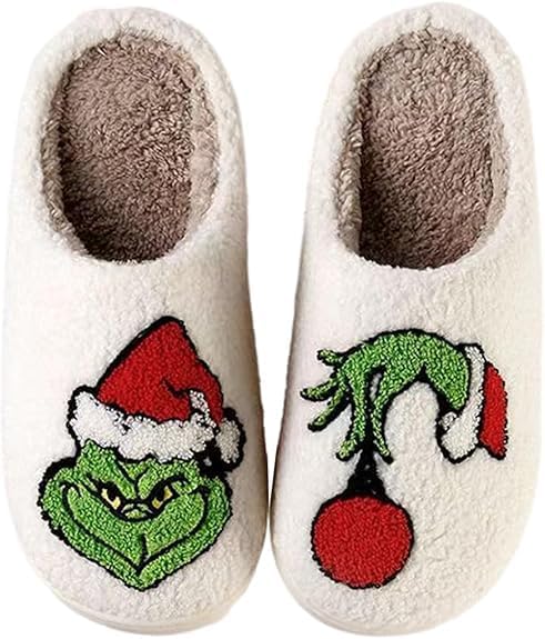 Christmas Slippers For Women Men Indoor Soft Warm Cotton Slippers House Memory Foam Slippers Cozy Fluffy Fall Winter Home Slippers