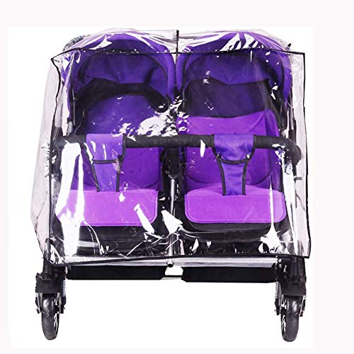 Universal Universal Burbuja de Lluvia Protector Cubierta contra Lluvia Viento Gemelos Lado a Lado Impermeable Silla de Paseo Bebé Carrito Buena Circulación Prueba Viento Prueba Lluvia Cover