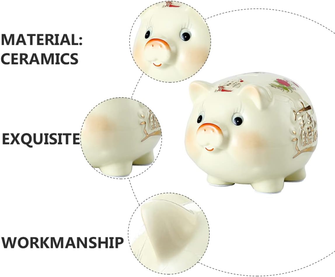 Lovely Pig Design Coin Bank Money Pot for Craft Birthday Present Cute Home Decor for Bedroom and Office