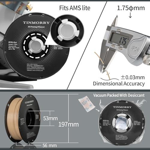 Image of TINMORRY PETG Filament 1.75, Rapid PETG-Eco 3D Printer Filament, Compatible with Most FDM 3D Printers, 1 KG 1 Spool, Apricot