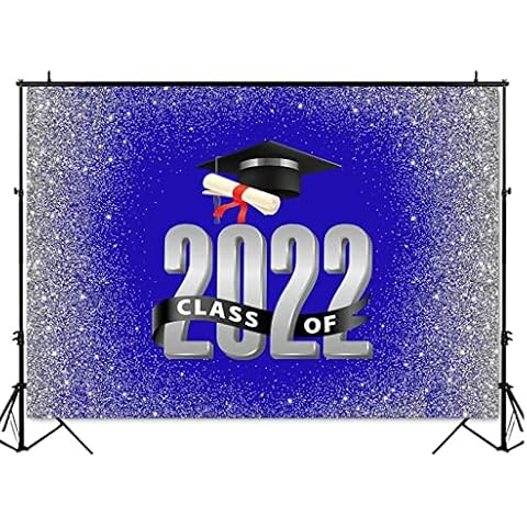Class of 2022 backdrop Sliver Glitter Shining Dots Photo Background Blue Graduation Backdrop Cover