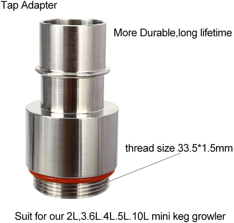 Stainless Steel Growler Filler Tap Adapter of Defoaming Bottling Filler Fit for Mini Beer Growler kit Brewing Dispenser Tool