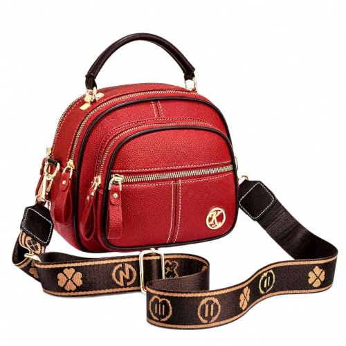 Bolso bandolera vintage de cuero para mujer pequeño miniatura 1