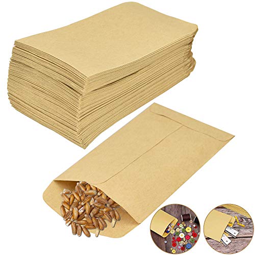 DECARETA 100 PCS Petits Sacs en Papier Kraft Marron 11.6 * 6 cm Sac Alimentaire Pochette Kraft Graines Sachet Recyclable Sac en Kraft Papier Vintage pour Semences Bonbons Biscuits Lettres