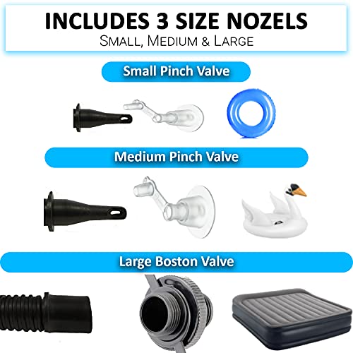 W4W Bellows Foot Pump - Great Pump for Inflatable Pool, Tube, Air Mattress Bed, Float, Beach Ball, Water Floats, ect. - Interchangeable Nozzle for Accordion Hose - Easy Inflate & Deflate