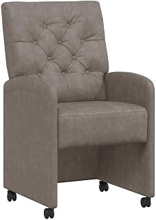 vidaXL Dining chairs with wheels 2 pcs Grey 58 x 67 x 97 cm Faux leather, Modern dining chair, ergonomic faux leather chairs, stylish kitchen furniture, practical indoor solution for sitting.
