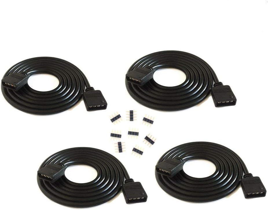 4pcs Black 1M 3.28ft 4 Color RGB Extension Cable LED Strip Connector Extension Cable Cord Wire 4 Pin LED Connector for SMD 5050 3528 2835 RGB LED Light Strip (4 PCS)