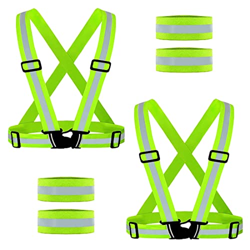 ZMREN Chalecos Reflectantes, Chaleco de Seguridad Reflectante + Brazalete Reflectante, Ajustable Alta Visibilidad Elastic Reflector Chaleco, para Andar en Bicicleta, Caminar, Correr Cover