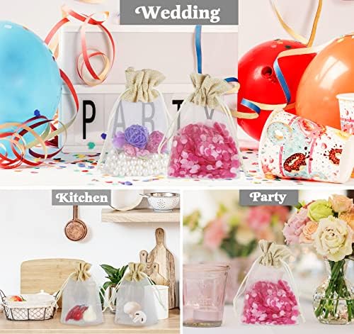 ilauke Organza Gift Bags, 30pcs Wedding Jewelry Pouches, 10x15cm Drawstring Burlap Gift Bag Mesh Candy Favour Bag Jewelry Pouches for Wedding, Party, Birthday, DIY Craft