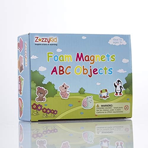 ZazzyKid Magnetic Foam Objects for Kids: 52 ABC Alphabet Toy Magnets for Early Education