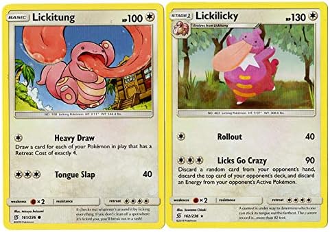 Evolution Card Set - Lickilicky & Likitung - 162/236 - Sun Moon Unified Minds -Rare Card Lot