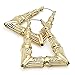 2-Inch Gold Plated Triangular Bamboo Hoop Earrings – 80s & 90s Inspired Door Knocker Style – Lightweight Retro Jewelry for Hip Hop Party – Made in Korea
